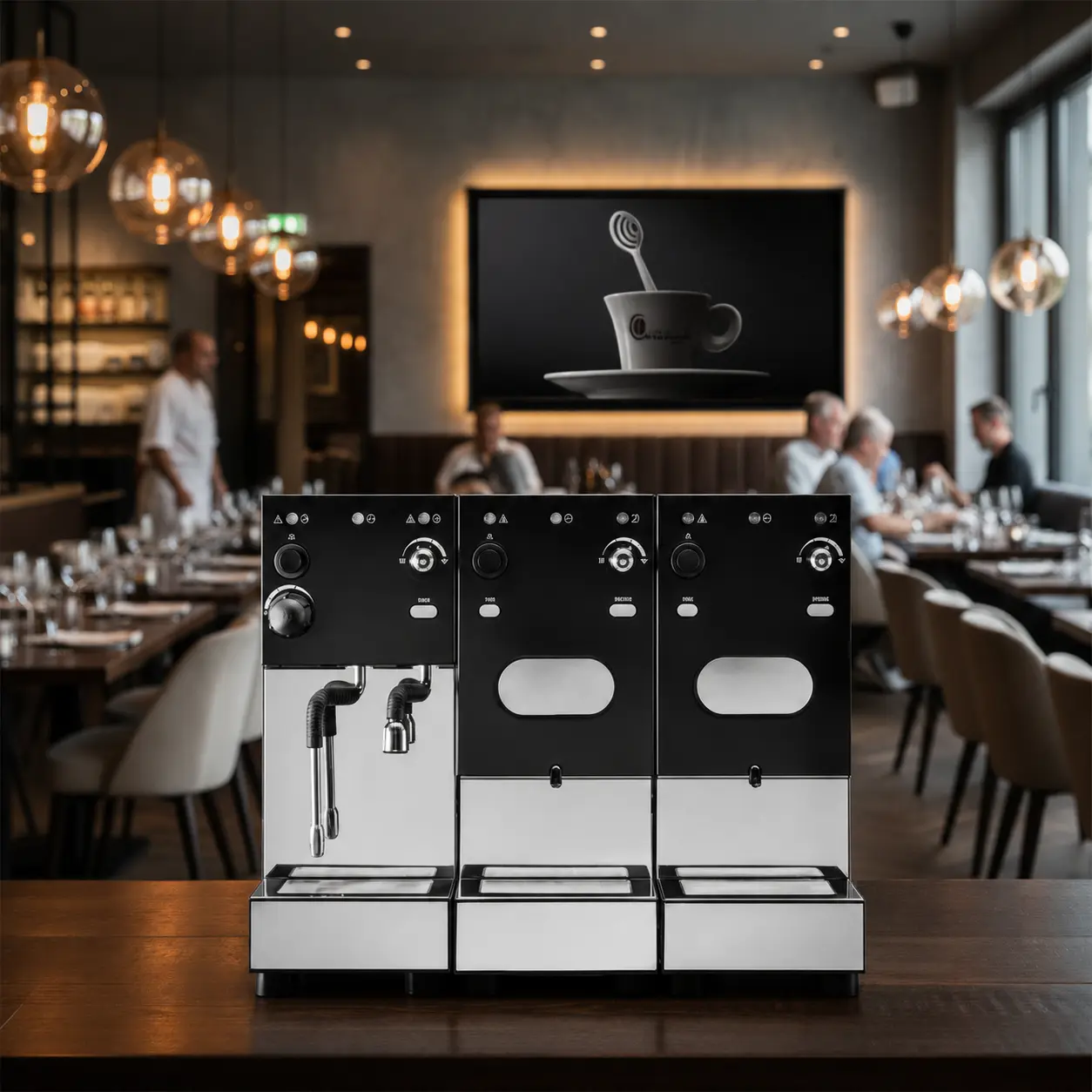 Modulaire Caffè del Caravaggio koffiemachine in een stijlvol restaurant